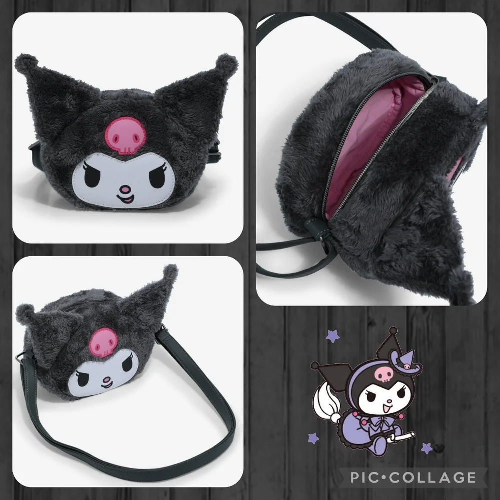 LOUNGEFLY Kuromi Figural Plush Crossbody Bag - Picture 2 of 7